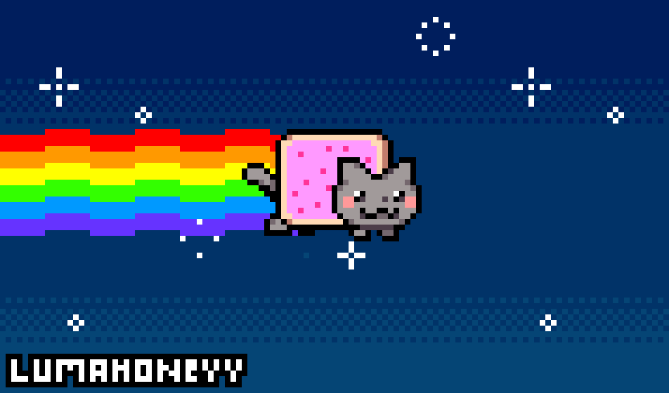An animated resprite of the old internet sensation Nyan Cat