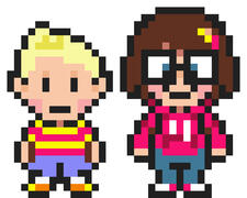 A Mother 3 styled sprite of my sona next to Lucas