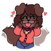 A drawing of me as a doggy instead of a human, wagging my tail around